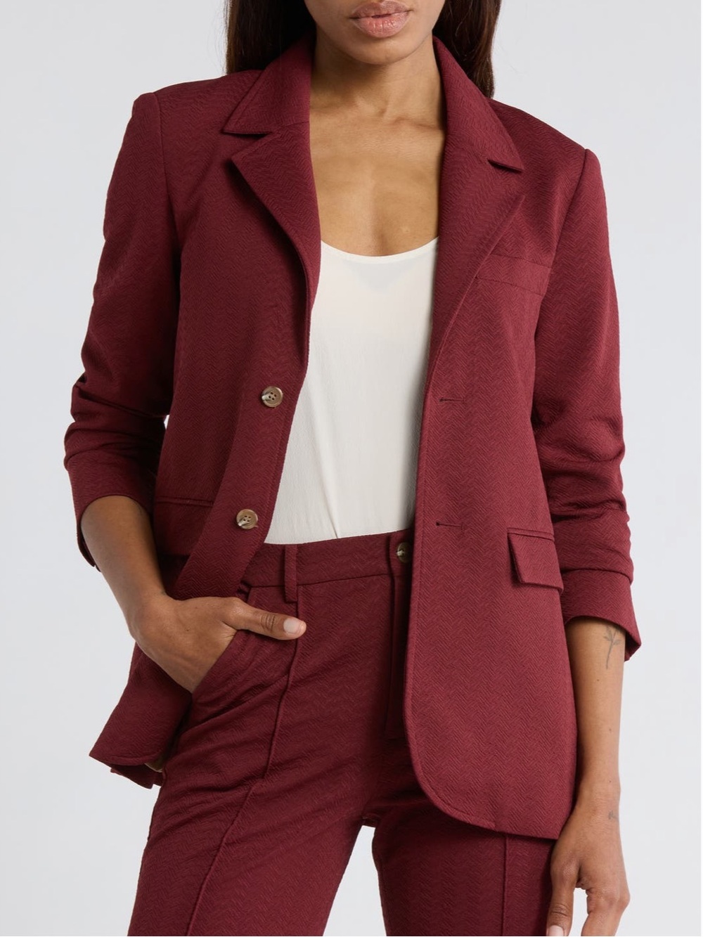 NWT The Great Geo Jacquard Burgundy Blazer Size 0